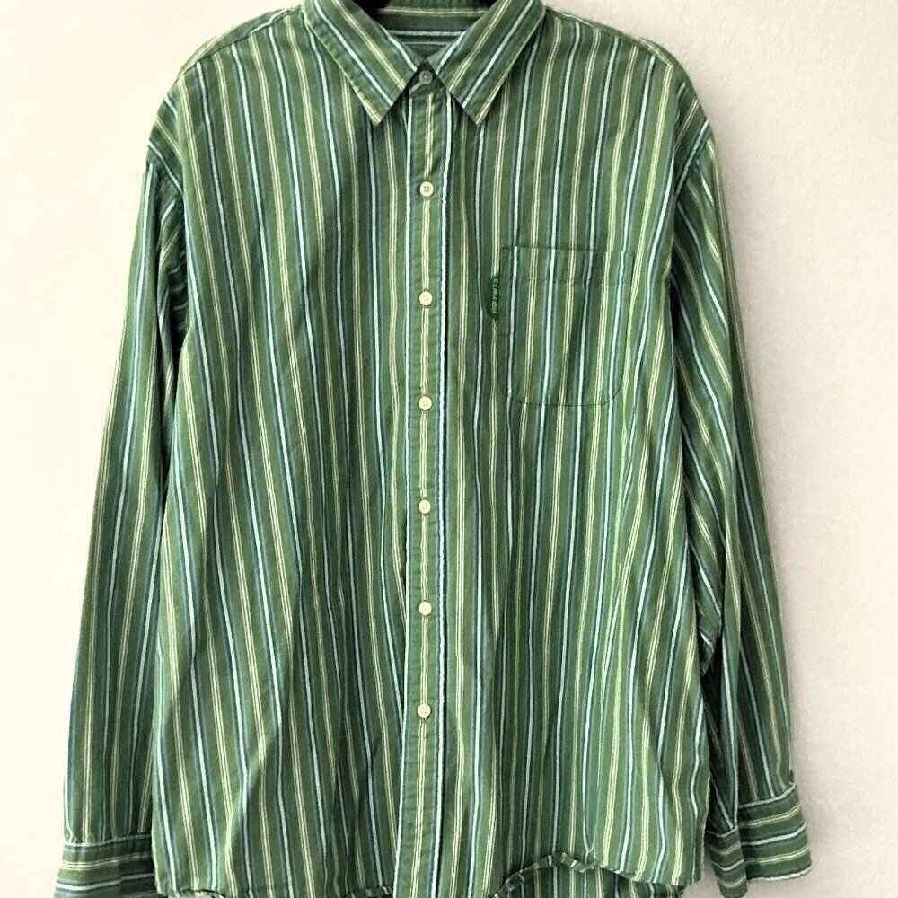 US Polo Assn Men's XL Green Striped Long Sleeve Button Down Shirt Cotton - Picture 3 of 8